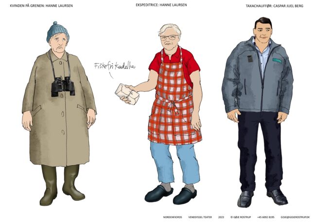 NORDENFJORDS, Vendsyssel Teater, 2023, costume sketch: Gøje Rostrup