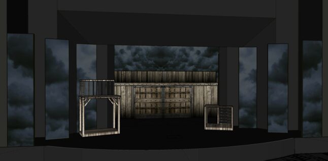 SKAMMERENS DATTERTHE SHAMER’S DAUGHTER, Bellevue Teatret, 2023, scenic sketch, set design by Gøje Rostrup
